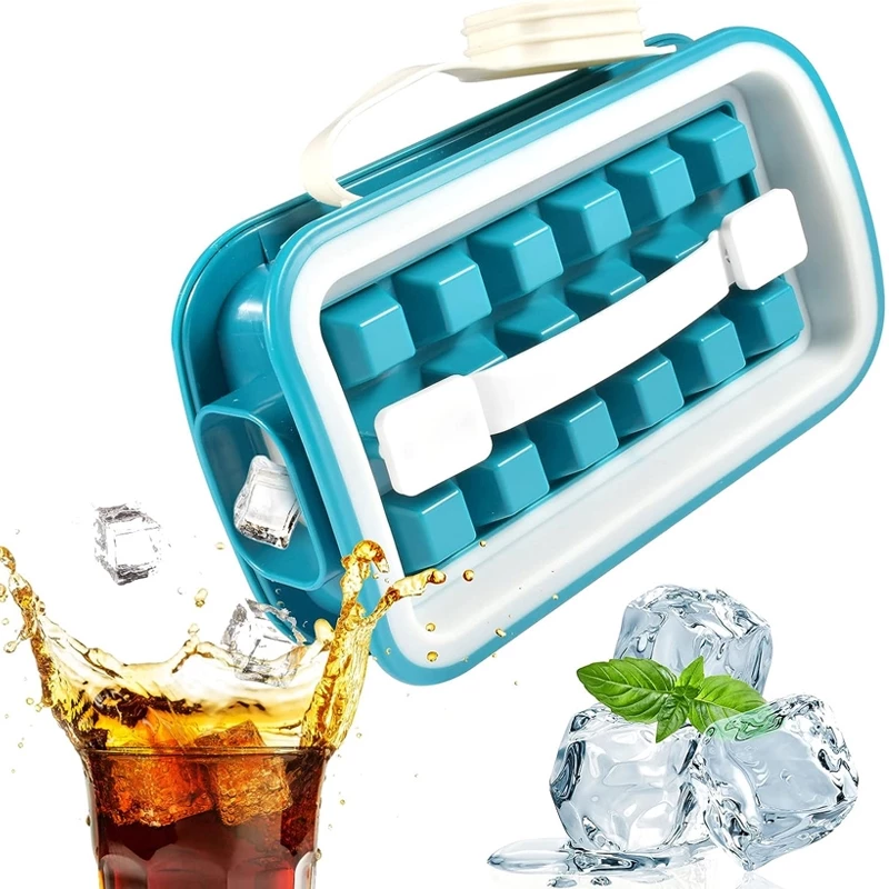 Stackable Silicone Ice Cube Molder: Quick-Release Lid!