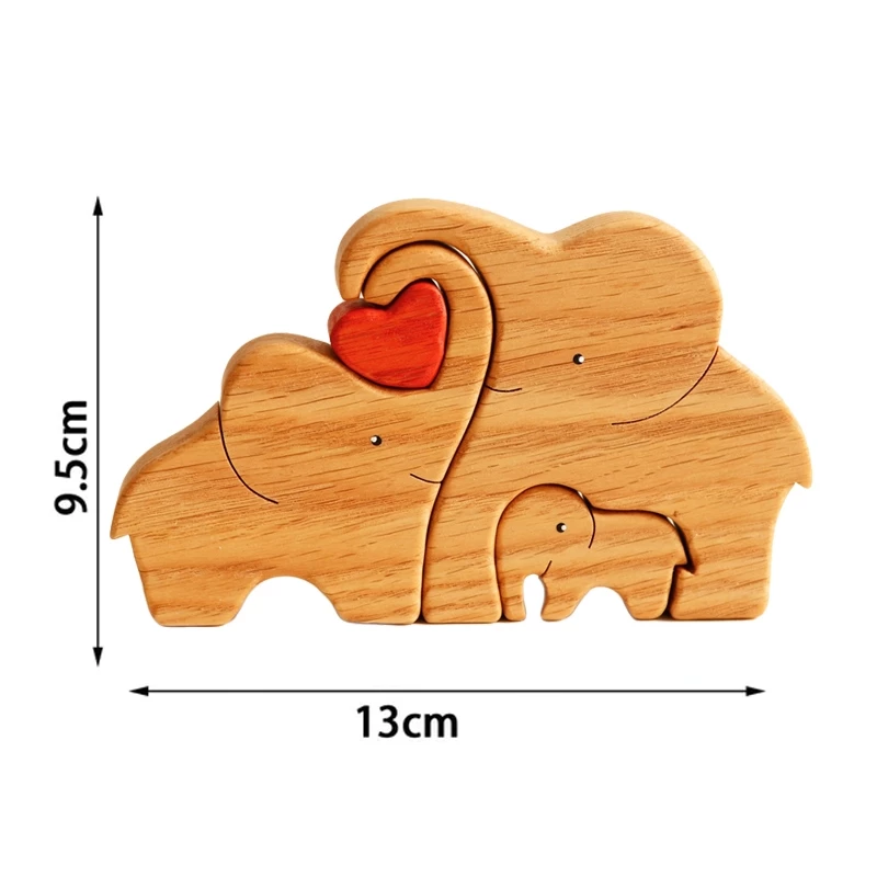 Adorable Wooden Elephant Family Figurines for Home Decor