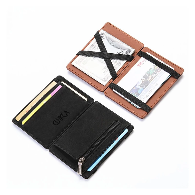 Ultra Thin Bi-Fold Magic Wallet with Zipper - Organize Cards Efficiently