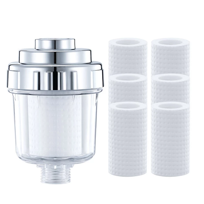 Shower Filter with 1 Filter & 6 PP Cotton Cartridges: Pure Skin Bliss!