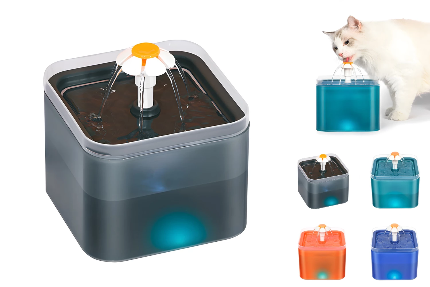 USB Charged 2L Fountain with LED Lights: Enhance Pet Hydration