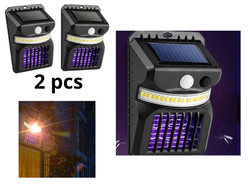 2 pcs Solar-Powered Mosquito Zapper: Ultimate Outdoor Garden Light VS  mosquitoes