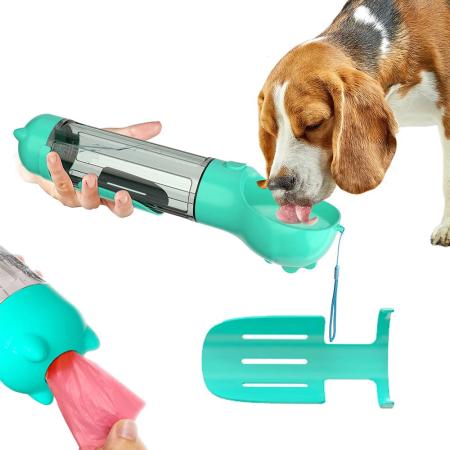 Convenient Outdoor Pet Feeder & Poop Scooper Combo for Travel