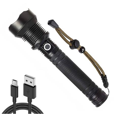 Super Bright Waterproof LED Flashlight - USB Rechargeable, 90000 Lumens