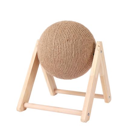 Interactive Cat Wooden Scratching Post with Sisal Ball - Keep Your Cat Engaged!